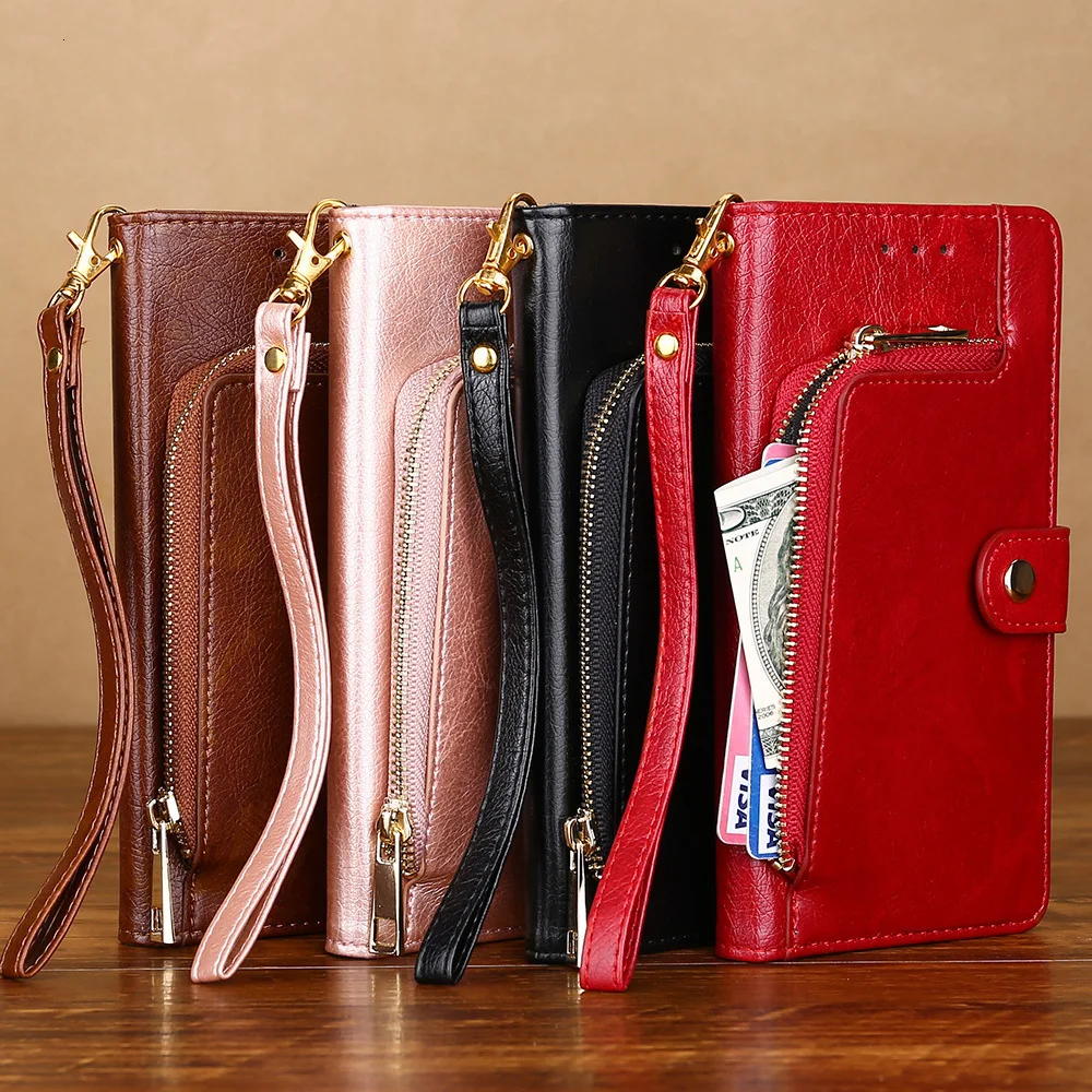 Zipper Wallet Case For Xiaomi Redmi Note 9 9S Pro Max Luxury Leather Card Flip Cover Redmi 9A 9AT 9C 9 Phone Case 9C NFC Fundas phone cases for xiaomi