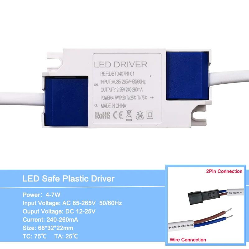 4-7W Usb кабель, 1 шт-1-36 Вт Светодиодный драйвер Вход AC 85-265V освещение трансформатор постоянного тока Питание адаптер для Светодиодный ламп/прожектор - Цвет: 4-7W