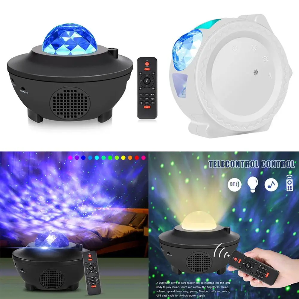

Projector LED Colorful Starry Moon Star Projector Light Rechargeable Moon Star Cloud Bluetooth Bedroom Night Lamp Gift for Child