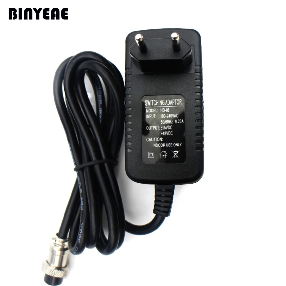 Switching Power Adapter for Audio Mixer, 4-Hole to 4-Pin Plug for US 100-120V / EU 220~240V, Output 15~48VDC Sound System
