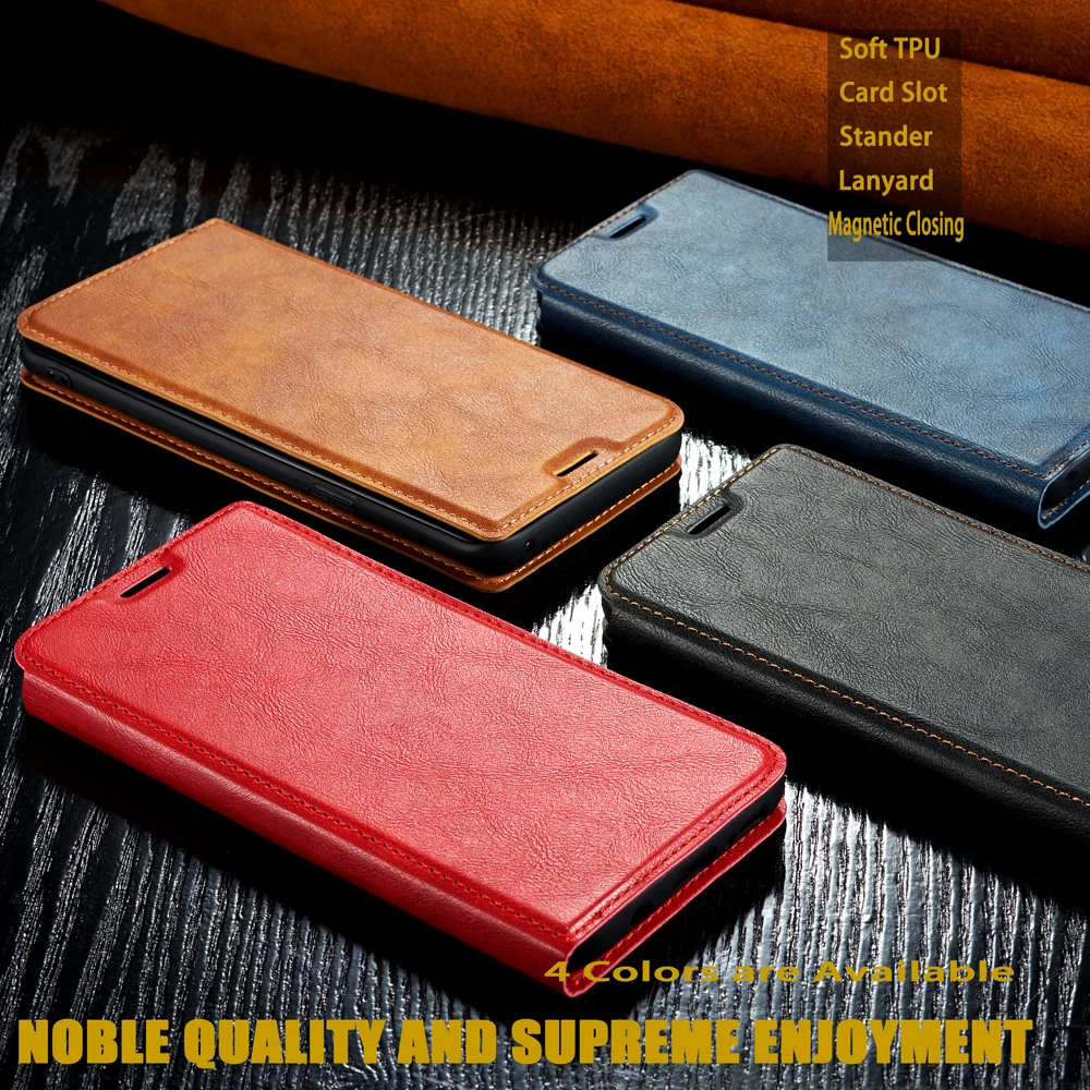 

Slim Thin Note8 Flip Leather Case For Samsung Galaxy Note 8 9 10 10+ Plus Magnetic Flip Cover Kickstand +Card Slot Pocket+straps