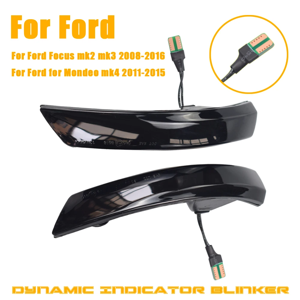 

Flowing Water Blinker Side Mirror Indicator For Ford Focus 2 MK2 Focus 3 MK3 3.5 Mondeo MK4 LED Dynamic Turn Signal Light