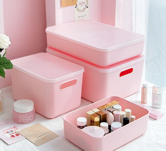 Girl heart lovely dormitory student clothes beauty makeup sundries with cover plastic storage box J05