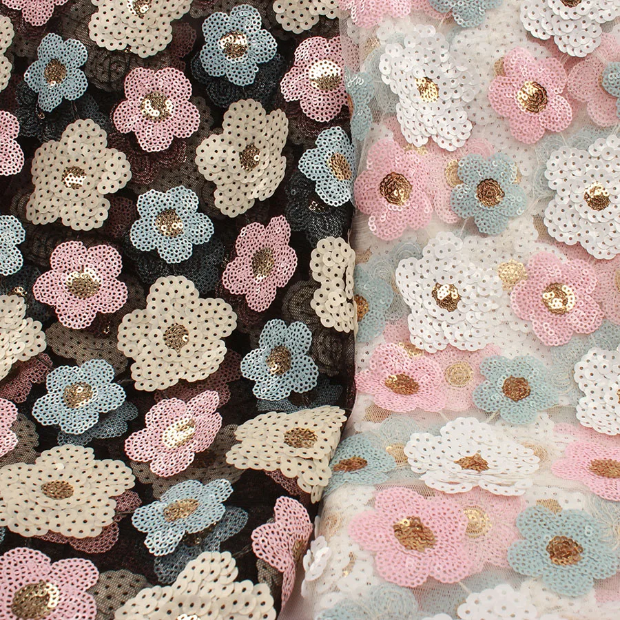 Новое прибытие вышивка цветок блесток ткань платье делая Свадебные праздничные платья 5" широкий продано ярдом