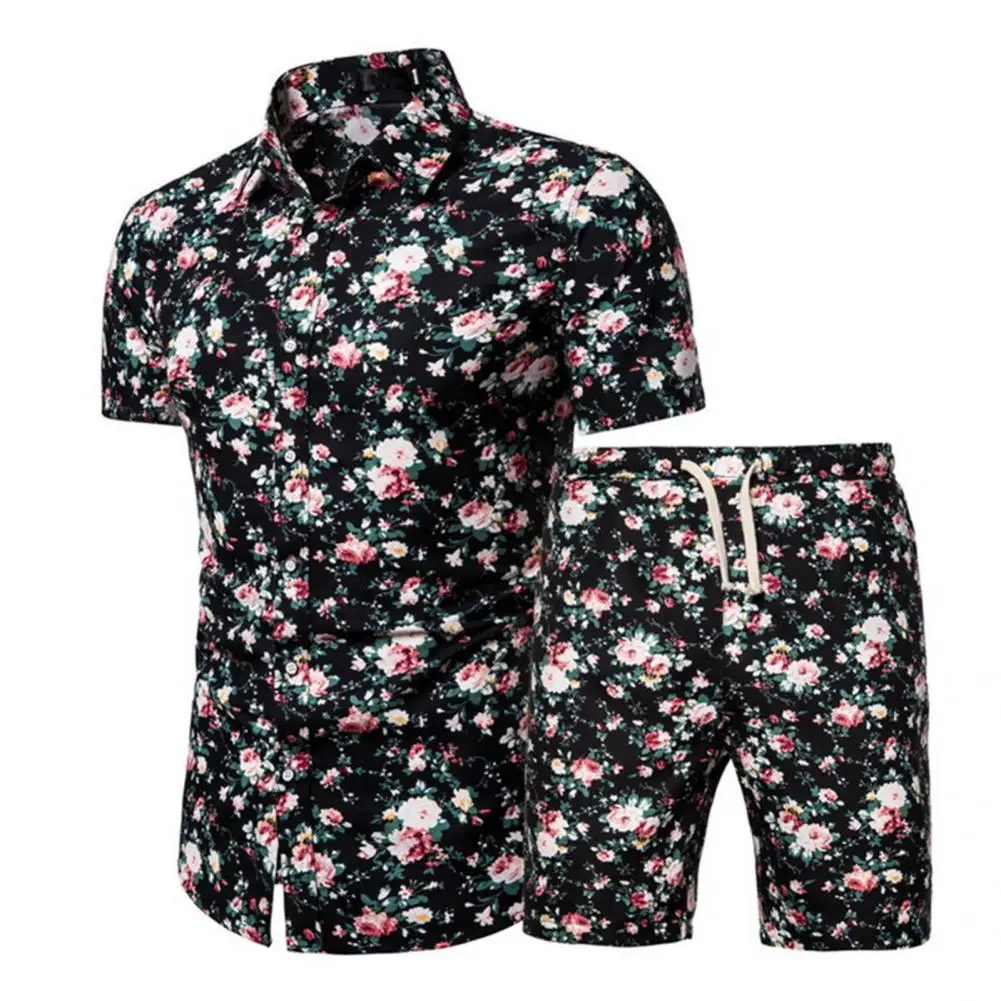 NEW Men Hawaiian Sets Printing 2021 Summer Short Sleeve Button Shirt Beach Shorts Streetwear Casual Mens Suit 2 Pieces 2021 new summer 3d printing evil pattern oversized short sleeve shorts suits men s fashion casual suits novelty plus size clothe