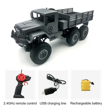 

1:16 High Speed RC Car Military Truck 2.4G Six-wheel Remote Control Off-road Climbing Vehicle Model Toy for Kids Birthday Gift