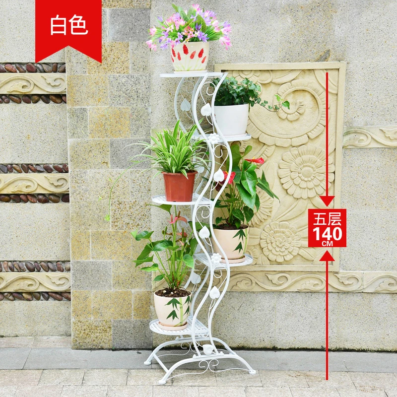 140cMwhite Ground Balcony Chlorophytum Multi-storey Flowerpot Frame Simplicity Indoor A Living Room Bonsai Frame - Цвет: 140cMwhite