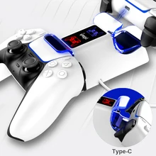สำหรับ DualSense Dual แท่นชาร์จพร้อมไฟ LED Backlight สำหรับ PlayStation 5 PS5 Controller Type C