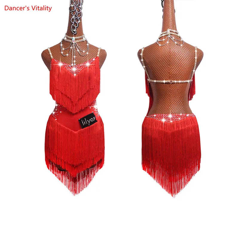 Latin Dance Dresses For Women Black Lace Club Party Dancer Singer Entertainer Fringe Tassel Black Dress dance dress