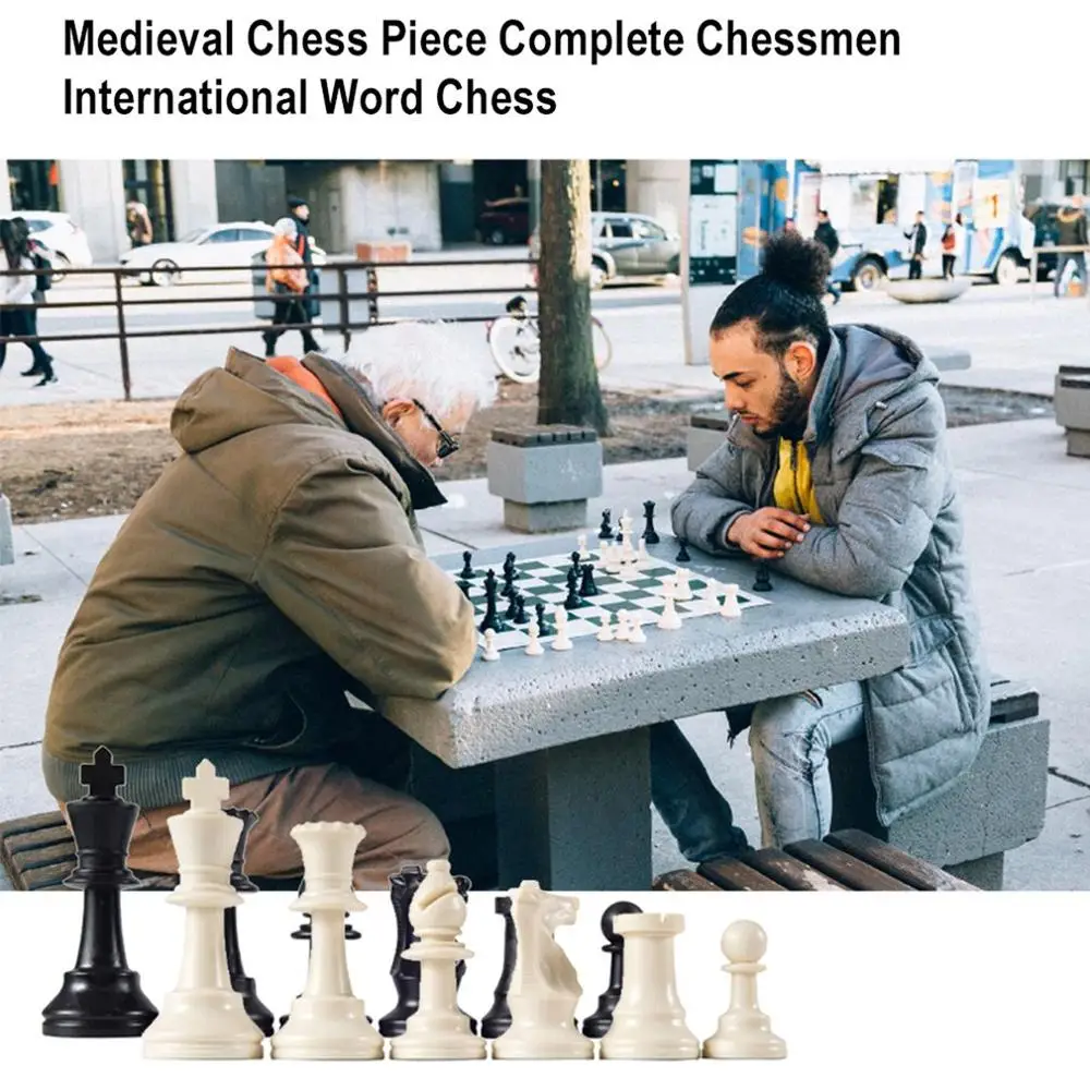 Пластиковые шахматные фигурки 32 шт. набор шахматных фигур Chessmen International Word черно