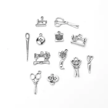 

12Pcs Sewing Charms Collection Antique Scissors Pendant Jewelry Findings