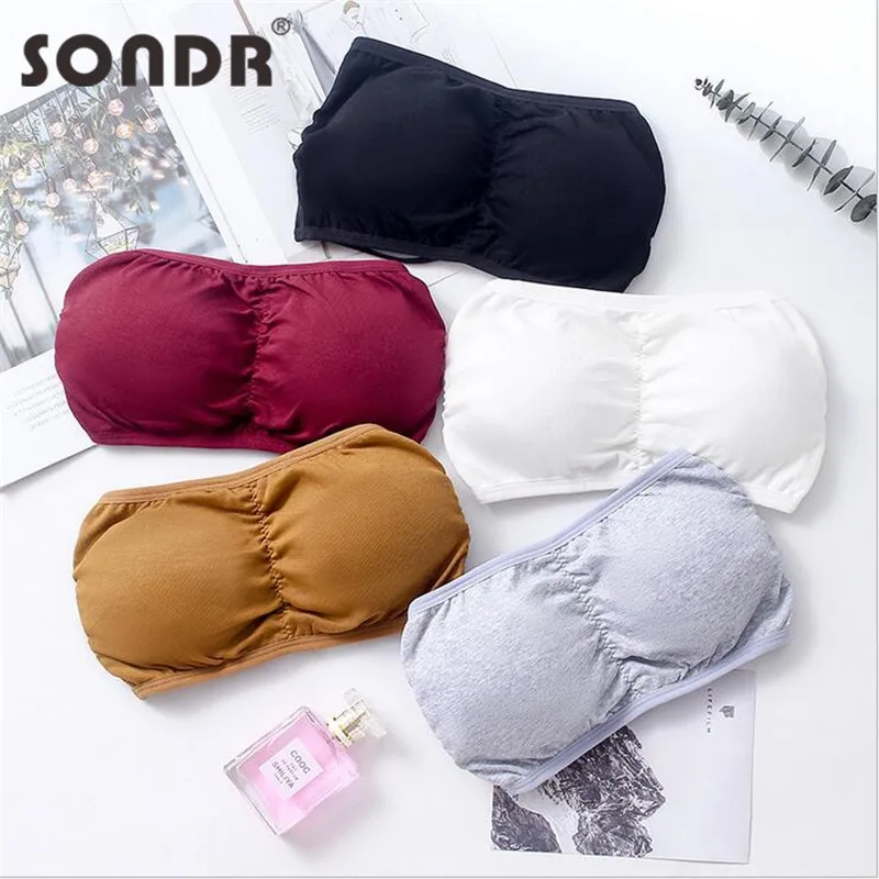 

SONDR Women Seamless Tube Tops Strapless Sexy Bra Crop Top Back Closure Solid Bandeau Top Female Strapless Bra Wrap Top