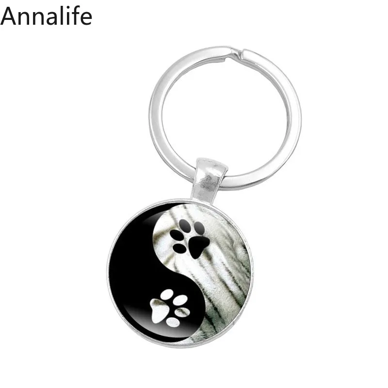 Новинка 2019 брелок Yin-Yang-Tai-Chi с изображением милой собачки кошки лапы стеклянная