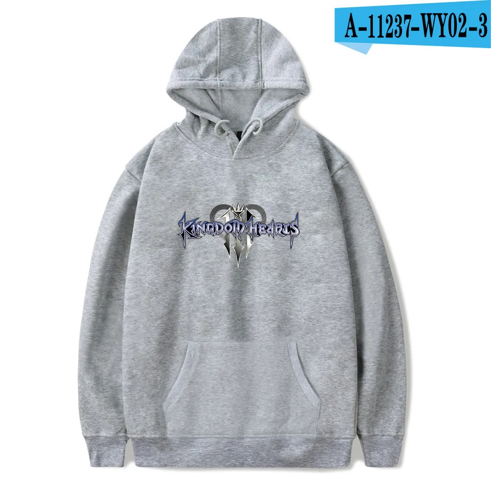 Повседневные топы kingdom hearts, толстовки для мужчин и женщин, Harajuku, толстовки, Осень-зима, с капюшоном, в стиле хип-хоп, толстовки kingdom hearts, пальто, 4XL - Цвет: gray