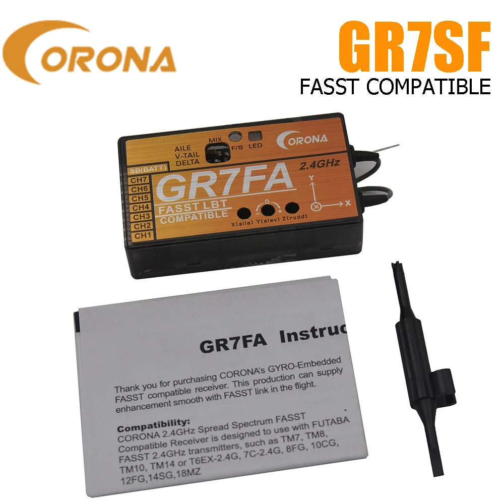 Приемник шины CORONA GR7FA 7CH S. С гироскопом совместимая Futaba FASST передатчик|Детали и