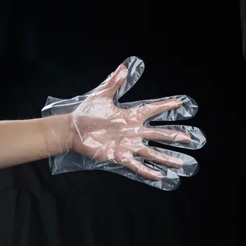 

50pcs Disposable Gloves PE Plastic Film Fingers Clean Gloves Hair Dye Gloves