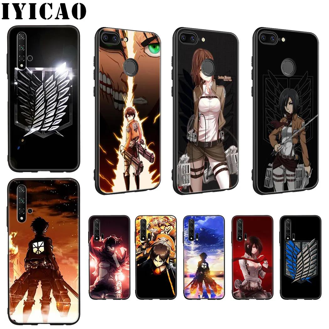 

IYICAO Anime Attack On Titan Soft Silicone Case for Huawei Honor view 20 9X Pro 10 9 8 Lite 8X 8C 7X 7C Note 10 Case