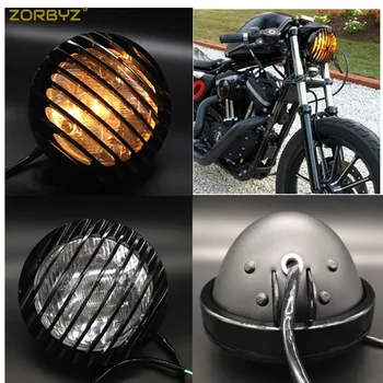 

ZORBYZ Motorcycle Black 6 3/4'' Refit Round Halogen Headlight CNC Grill Cover Lights For Harley Sportster XL883 XL1200