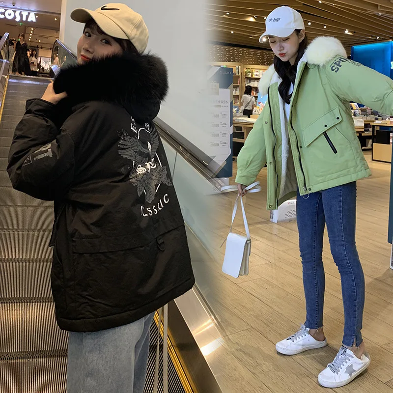 Winter jacket women for women short style new Korean version of loose cotton jacket with velvet and thick cotton