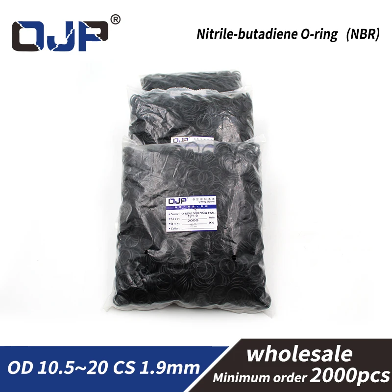 

2000PCS/bag 1.9mm Thickness Rubber NBR Sealing OD10.5/11/11.5/12/13/14/15/16/17/18/19/20mm O Ring Seal Gasket Nitrile Oil Washer