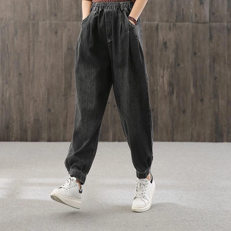 skinny jeans Casual Elastic High Waist Women’s Denim Ankle Banded Pants Vintage Baggy Mom Harem Jeans Streetwear Spring Denim Trousers Female jeans pant Jeans