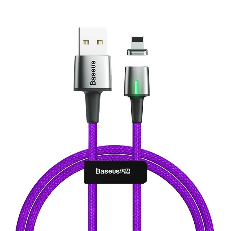 Baseus Магнитный кабель Micro USB type-C для samsung s9 iPhone Xr, магнитный usb-кабель для зарядки, адаптер для мобильного телефона, usb-кабель - Цвет: Purple for iPhone