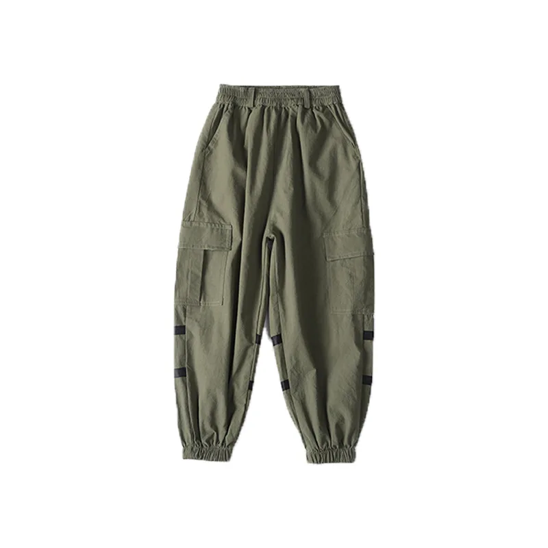 Детская крутая модная одежда в стиле хип-хоп свитер с высоким воротником Топ, Свободные повседневные штаны для бега для девочек, костюм для джазовых танцев, одежда - Цвет: army green pants