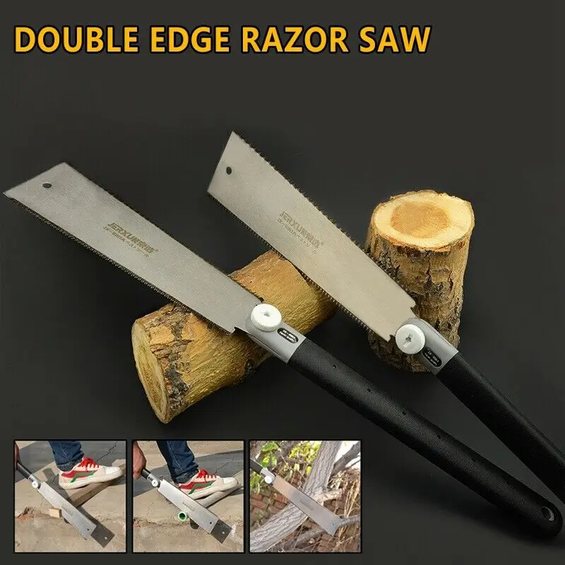 

9-1/2" Double Edge Razor Saw Japanese Style Pull Saw 14 / 9 Teeth Hardwoods Teeth Pitch For Tenon Woodworking Tools Precise Saw