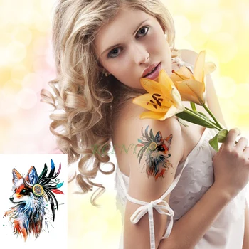 

Waterproof Temporary Tattoo Sticker on body fox wolf dog Dreamcatcher tatto stickers flash tatoo fake tattoos for men girl women