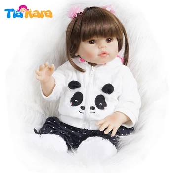 

45cm Reborn Bebe Doll Girl Full Silicone Vinyl Body White Panda Outfit