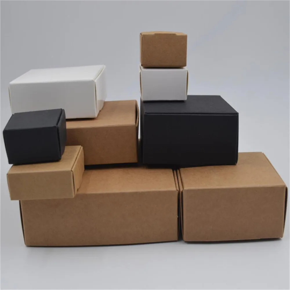 1 шт. 2 размера маленькая коробка из крафт-бумаги, коричневого картона мыло ручной работы в коробке, белая крафт-бумага подарочная коробка, черная упаковка коробка для ювелирных изделий - Цвет: 5cmx5cmx7cmwhite