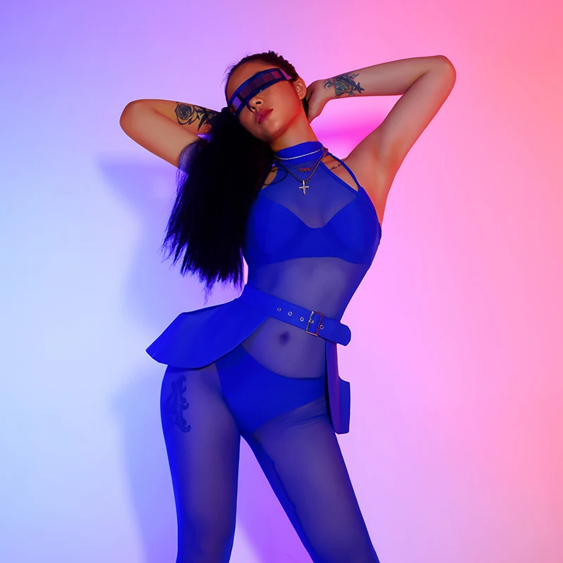 Women's Drag Queen Costume Bodysuit Sexy Mesh Jazz Pole Dance Holographic Rave Wear Nightclub Dj Gogo Dancer Stage Outfit BL3849 |