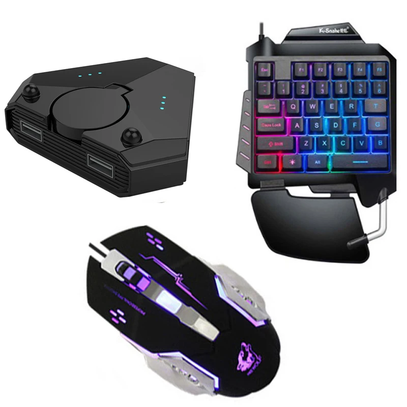 Keyboard Mouse Converter Set PUBG Game Controller Gaming Mouse One-Handed Keyboard Adapter PUBG Gamepad For IOS/Android 