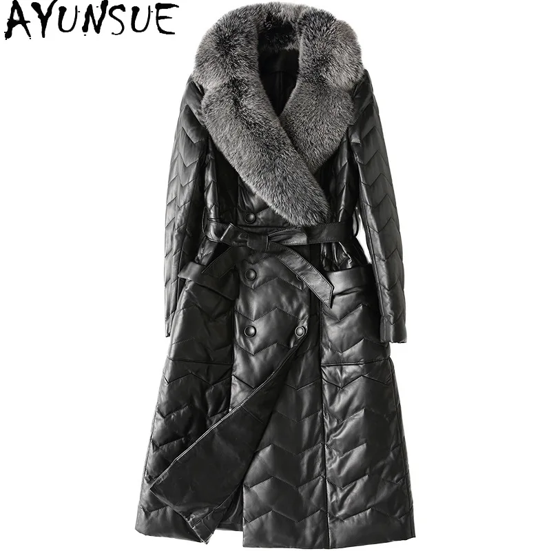 AYUNSUE Real Fox Fur Collar Natural Sheepskin Coat Female Genuine Leather Duck Down Jacket Women Clothes 2020 Parkas Hiver 1002B | Женская
