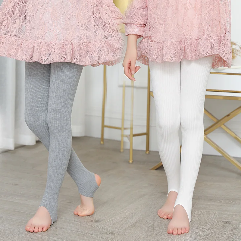 

Autumn And Winter New Style Panty-hose for Kids Wide Vertical Stripe Knitted Cotton Flesh Color Girls Outer Wear White Stepping