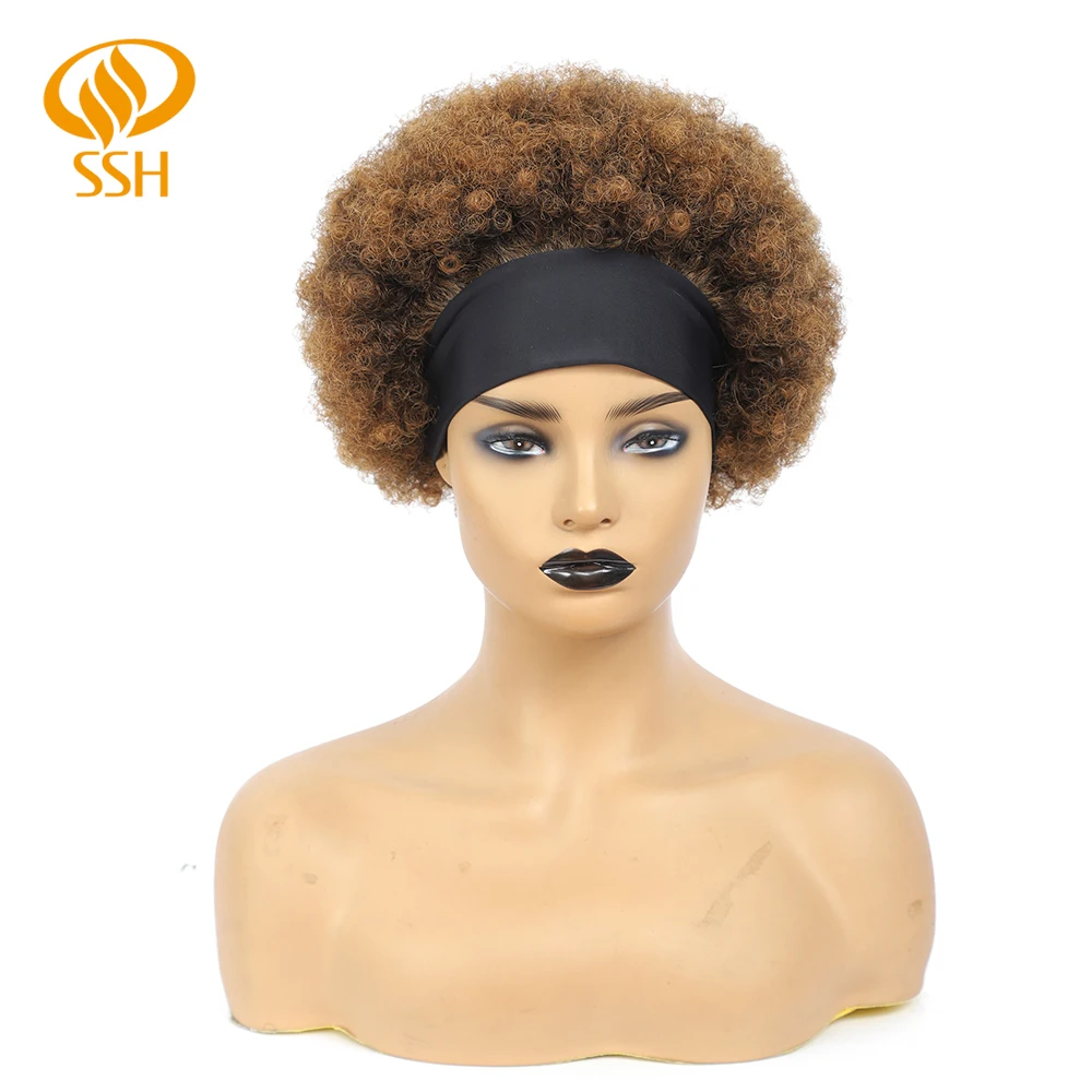 Cabelo Humano Remy Brasileiro, Envoltório de Turbante Afro, Lenço Kinky