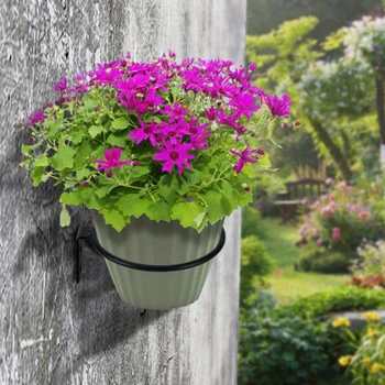 

3pcs Tray Home Hanging Balcony Holding Anti Rust Outdoor Easy Install Ring Shape Flower Pot Rack Iron Wall Mounted