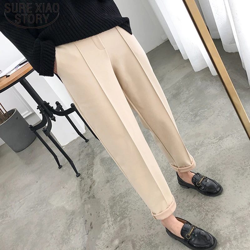 2022 Autumn Winter Plus Size OL Style Wool Female Work Suit Pant Thicken Women Pencil Pants Loose Trousers Capris 6648 50 | Женская
