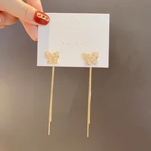  2021 Elegant Female Square Zircon Drop Earrings Charm Bride Wedding Earrings For Women Fashion Silver Color Tassel Long Earrings 