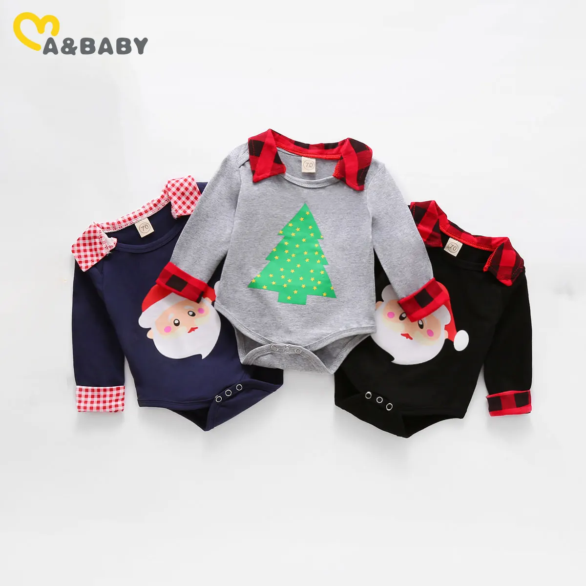 

Ma&Baby 0-18M Newborn Infant Baby Boy Christmas Romper Cartoon Santa Claus Christmas Tree Long Sleeve Jumpsuit Xmas Costumes