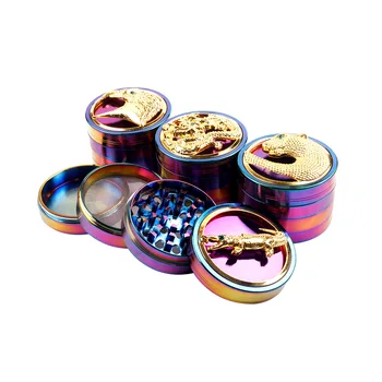 

Tobacco grinder new large-size zinc alloy smoke mill 80 mm diameter 4 layer drop plastic animal pattern grinde