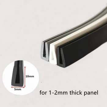 

Rubber U Sealing Strip 10x5mm 2mm thick Glass Metal Car Wood Panel Board Flat Edge Encloser Shield White Gray Black