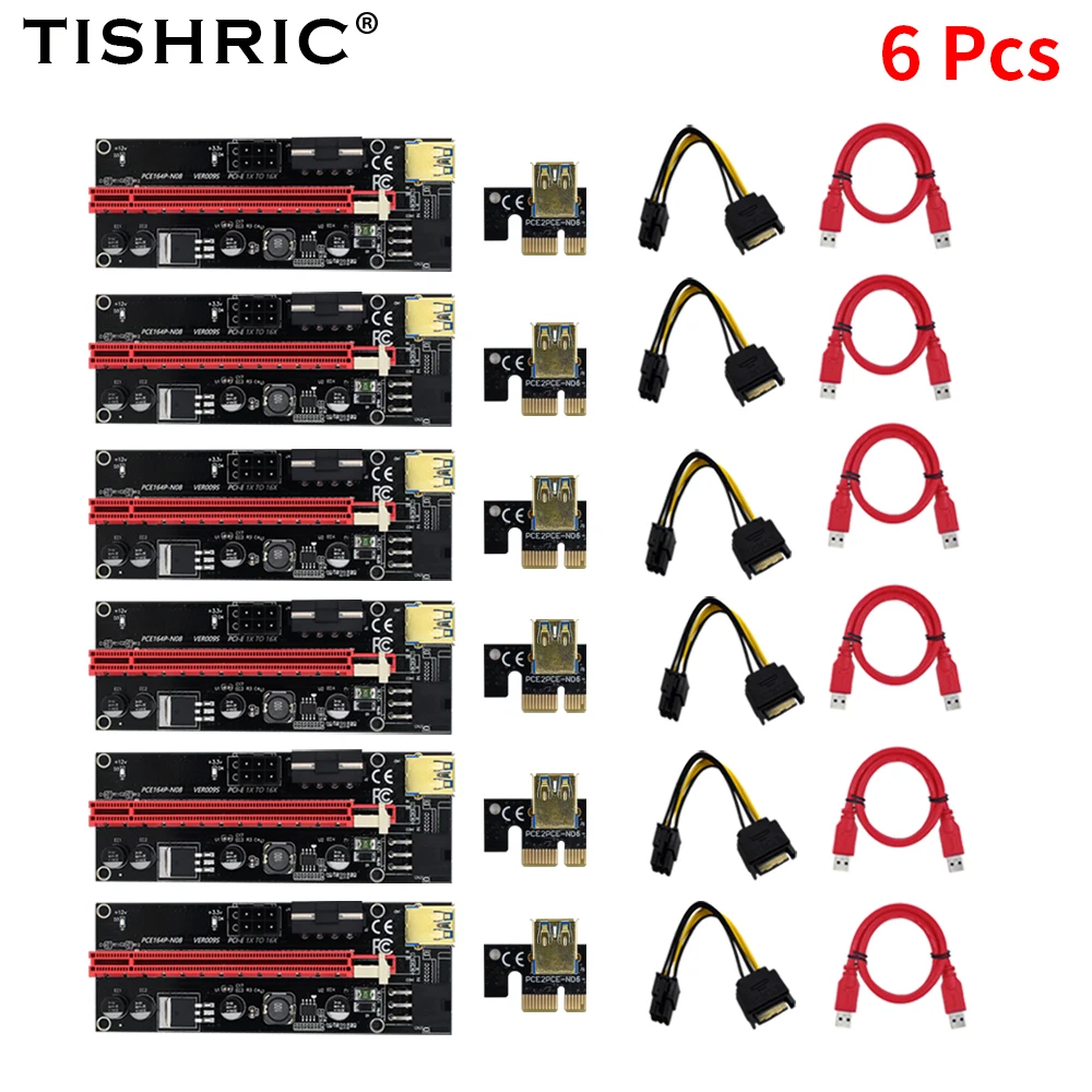 digital cable 1-10Pcs TISHRIC NEW VER009s PCIE Riser 009s Video Card Extender Adapter USB 3.0 Cable SATA to 6pin For BTC Mining Miner usb transfer cable Cables & Adapters