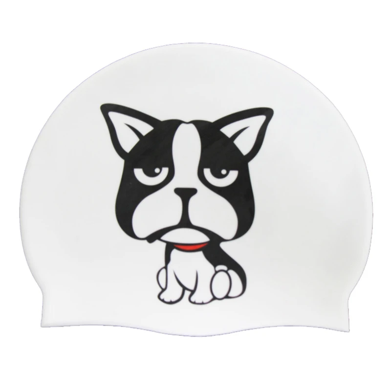 Dog - Children Мультфильм кошка собака плавать ming cap личности плавать шапочки для бассейна Водонепроницаемая силиконовая шапка защита волос и ушей для мужчин женщин мальчиков девочек белый - Цвет: Dog - Children