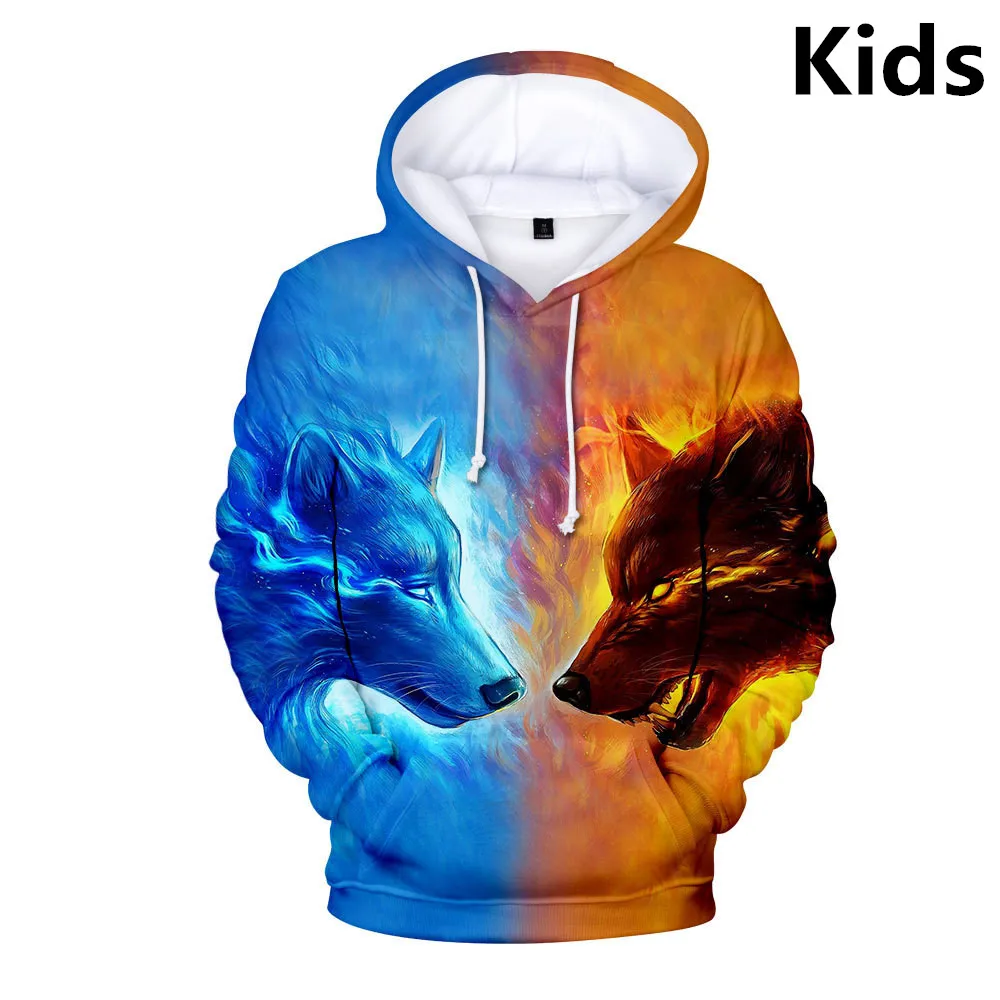  Wholesale New arrival Wolf Hoodie Owl 3D Print Mens Boys Hoodies Sweatshirt Adult Child Size Clothe
