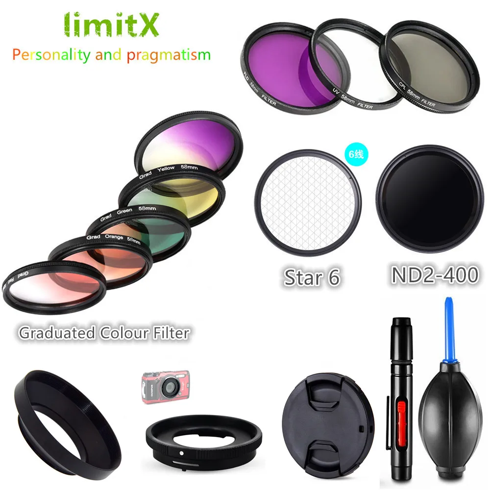 Filter set UV CPL ND FLD Graduated Colour Star & Adapter Ring Lens Hood