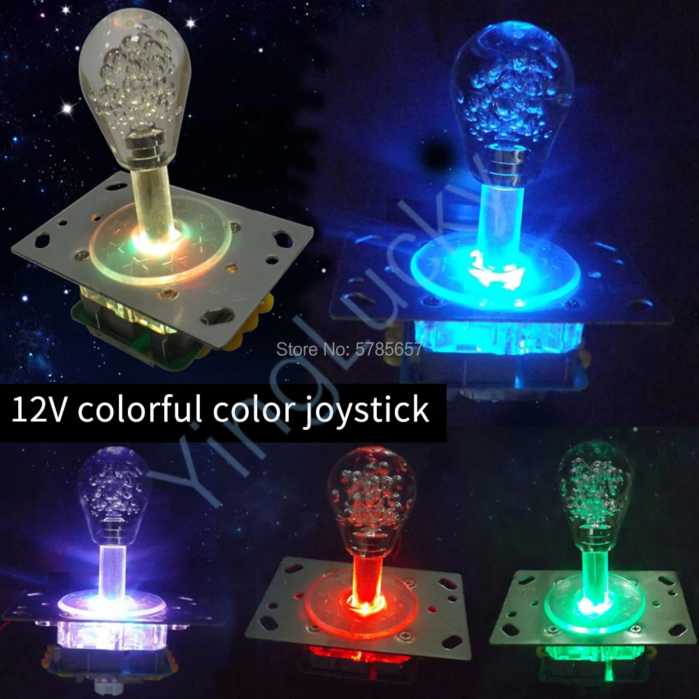 LED Illuminated Arcade Joystick Kit, Oval Crystal Ball, Doll Machine, Fishing Game, 5-Pin Color, 12V