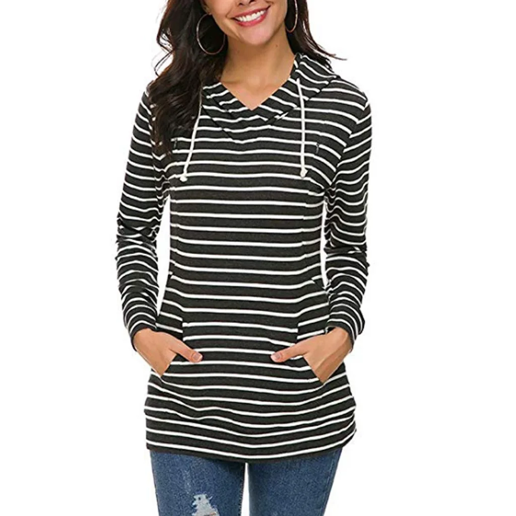 ENXI Stripe Pregnancy Shirt Breastfeeding Clothes Autumn Long Sleeve Maternity Clothes Mom Fashion Nursing Top