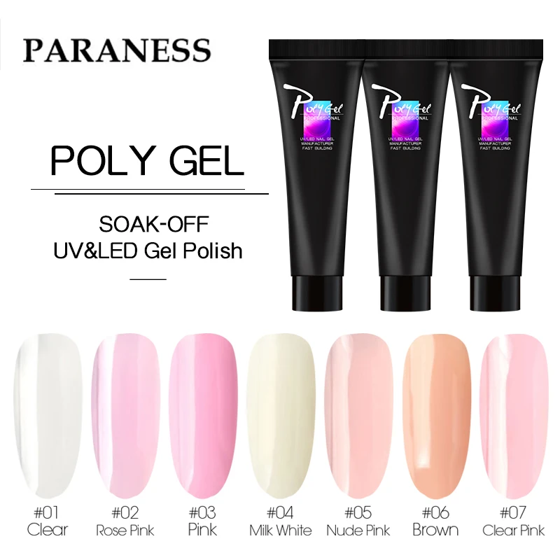 

Paraness Nail Gel Polygel for Nails Extension Builder Gel Nail Polish Vernis Semi Permanent UV LED Poly Gel Vanish Hybrid Polish