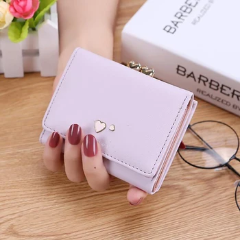 

Heart Pattern Women Cute Wallets Pocket Purse Card Holder Patchwork Wallet Lady Female Fashion Short Coin Burse Money Bag